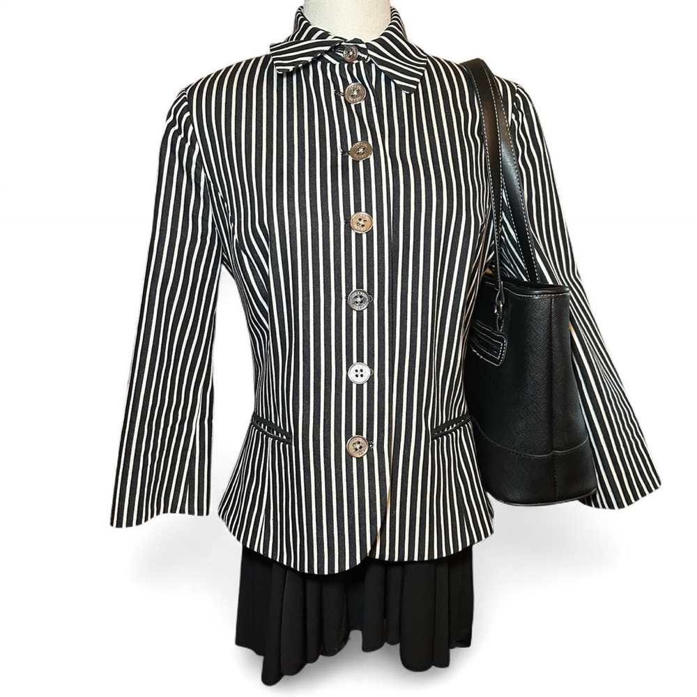 Gothic Academia Chaps Black & White Striped Blazer